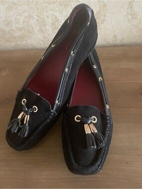 Browns Women's Black Suede Tassel Moccasin Loafers